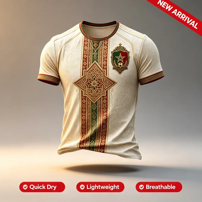 2026 New Morocco Islamic 3D Printed Football Jersey T-shirt Suitable for Daily and Training Wear Quick Drying FamilyMatching