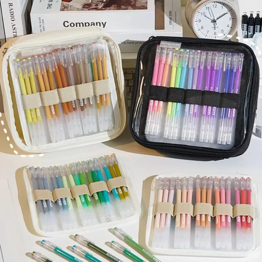 

Large Capacity Gel Pen Storage Bag Transparent for 36/108Pcs Gel Pens Color Pen Pouch Buckle/Zipper Lightweight