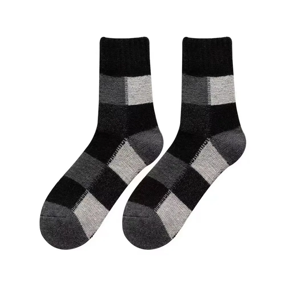 

Модные утолщенные теплые зимние носки с цветными блоками, дышащие теплые шерстяные носки, удобные мягкие носки-тапочки унисекс