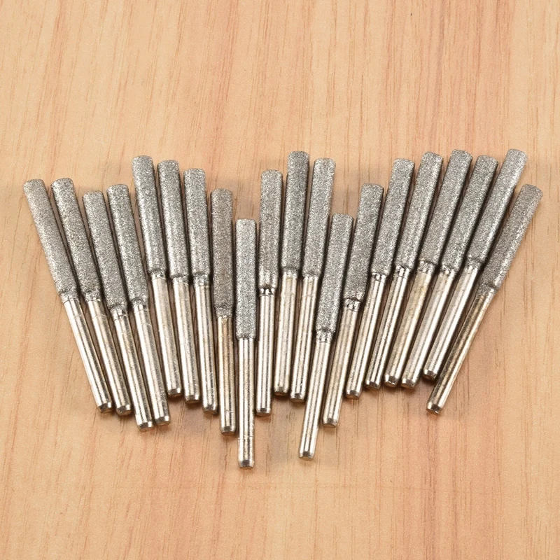 BHBD-20 Pcs Chainsaw Sharpener Stone Diamond Coated Cylindrical Burr Polishing Grinding Tool Grinding Bits, 5/32 Inch/ 4 Mm