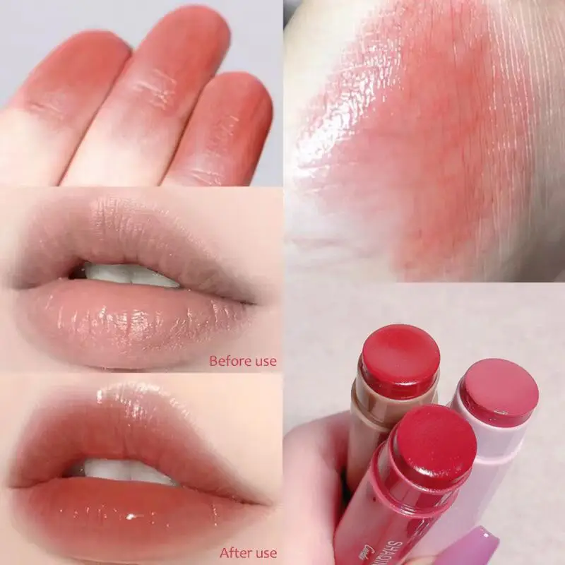 3 Colors Colored Lip Balm Cute Fruit Moisturizing Lip Tint Long Lasting Peach Red Lipstick Waterproof Women Lips Makeup Cosmetic