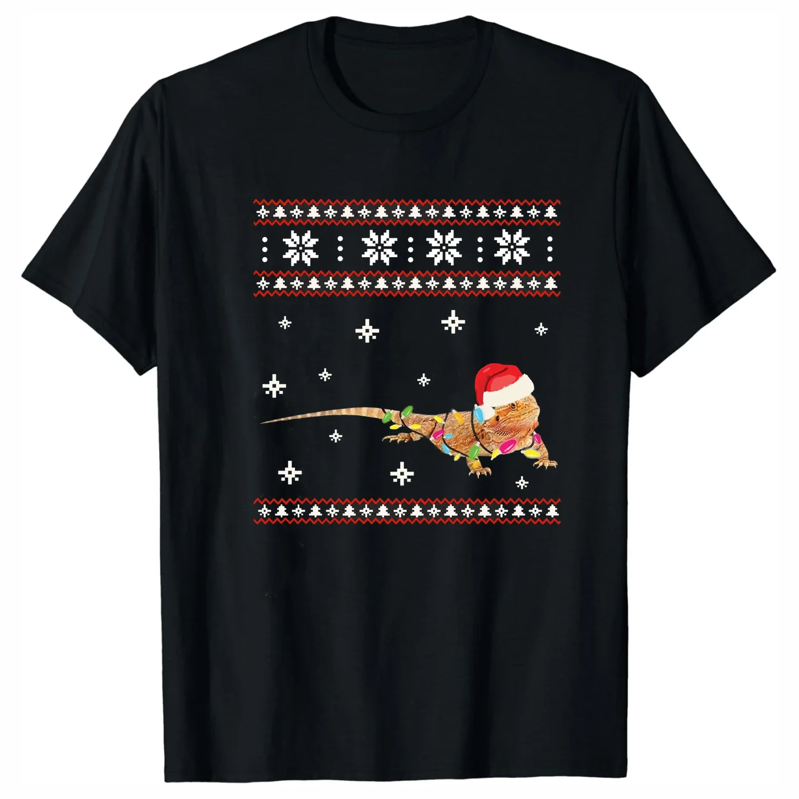 

Funny Bearded Dragon Ugly Christmas Sweater T-Shirt 100% Cotton O-Neck Summer Short Sleeve Casual Mens T-shirt Size S-3XL