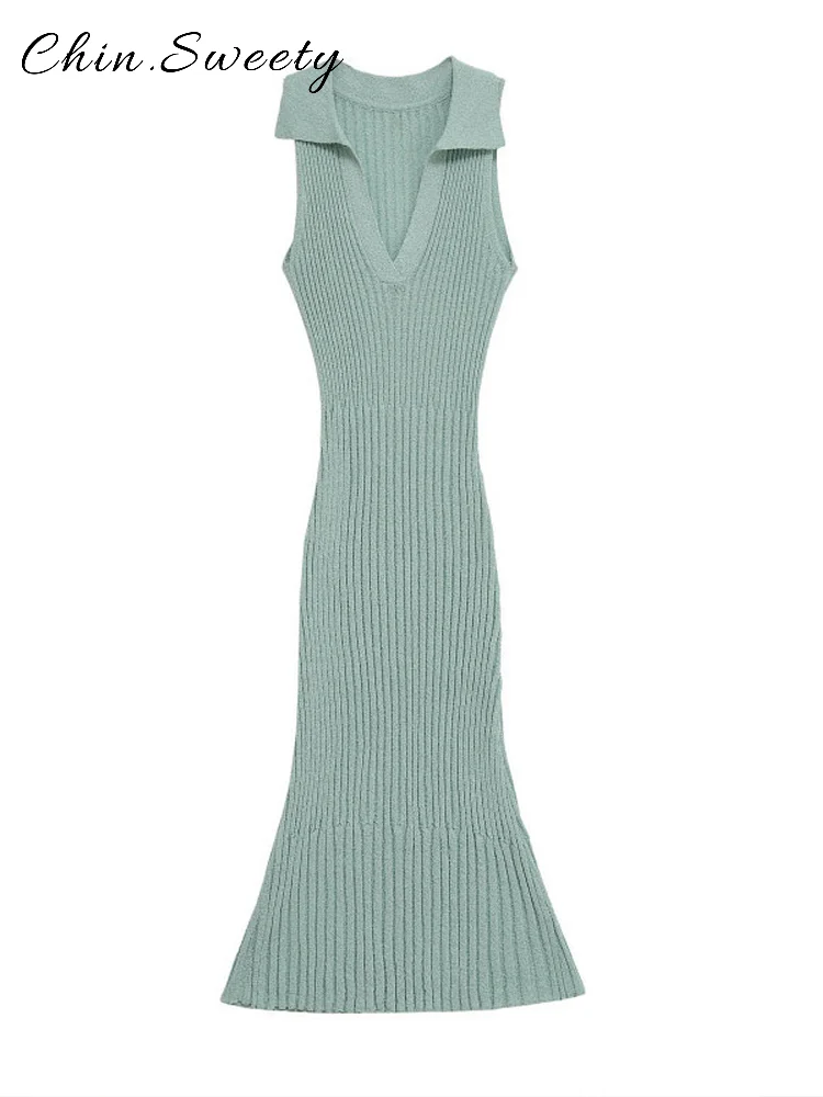 أنيقة محبوك ألف خط فستان طويل المرأة الصلبة التلبيب أكمام الورك حزمة فساتين ضئيلة 2025 الصيف سيدة شيك شارع العليا الجلباب #6