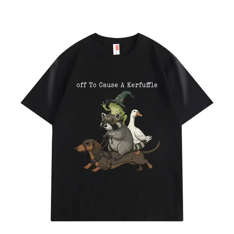 Off To Cause A Kerfuffle Funny Animal Graphic T Shirts High Quality Fashion Oversized T-shirts Men Women Cotton T-shirt