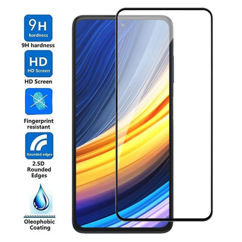 999D Full Cover Tempered Glass For POCO X3 NFC X5 X6 Pro Screen Protector For poco F3 F4 GT F5 F6 M6 4G 5G Protective Glass Film