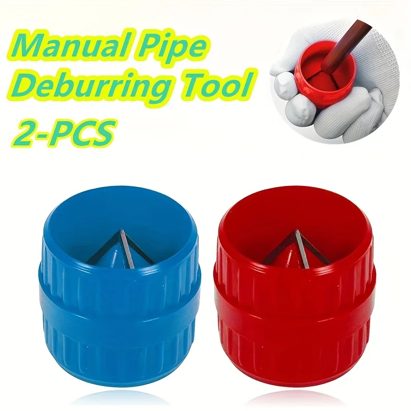 2pcs Manual Pipe Deburring Tools Non-Slip Reamer for PVC Copper Metal Plastic Tubing Ergonomic Grip Chamfer Trimmer