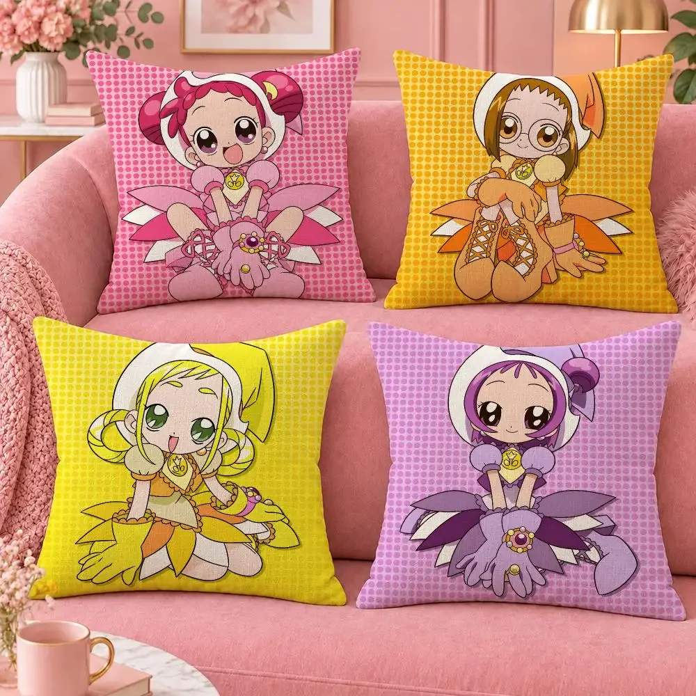 Magical Girls Ojamajo Doremi Cushion Cover Cute Cartoon Throw Pillow Cover Soft Plush Cushion Cover Sofa Bedroom Home Decor