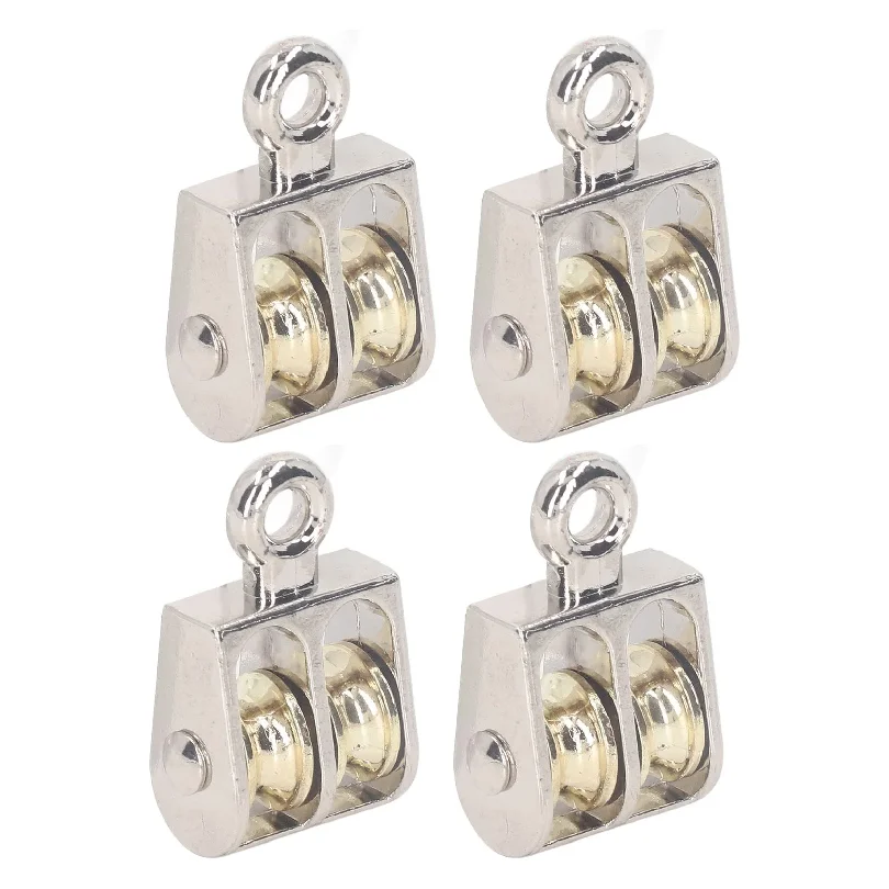 4 Pcs Double Pulley Block 100KG 220LBS Bearing Zinc Alloy Crane Lifting Dual Pulley Roller