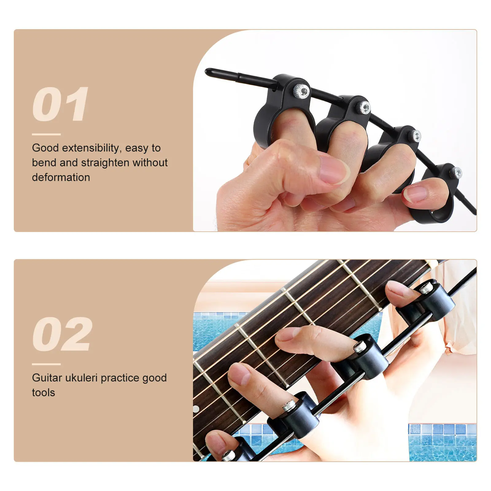 2Pcs Guitar Finger Expander for Beginners Finger Stretcher Trainer Tool to Increase Span Strengthen Fingers Fast Piano Ukulele