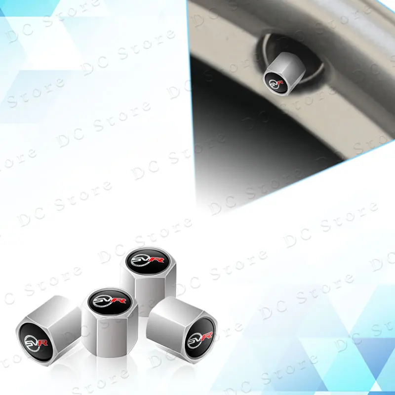 Car Styling 4Pcs SVR Logo Car Wheel Tire Stem Air Valve Caps Dust Proof Covers For Discovery 4 5 Range Rover Evoque Sport L494