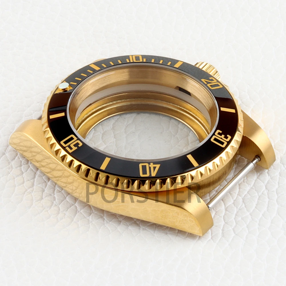 40MM High Quality Waterproof Watch Case Sapphire Glass Gold PVD For SUB NH34 NH35 NH36 Movement 28.5mm Dial fit 20mm WatchBands