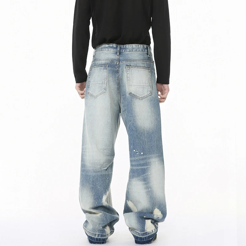 LUZHEN Original Gradient Color Design Washed Straight Jeans Men Stylish 2025 New Street Wide Leg Denim Pants Male Clothes LZ9878