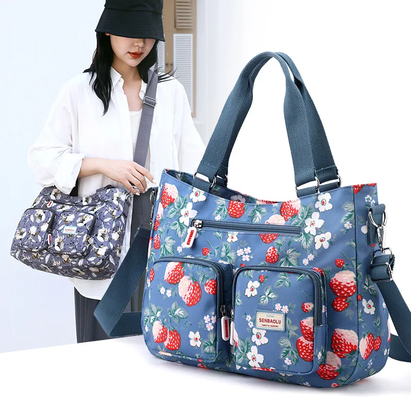 large Top-handle bag Women\'s Shoulder Bag Ladies Light Bag Nylon Handbags Floral Pattern Tote Bags Beach Bolsa Feminina y2k vip