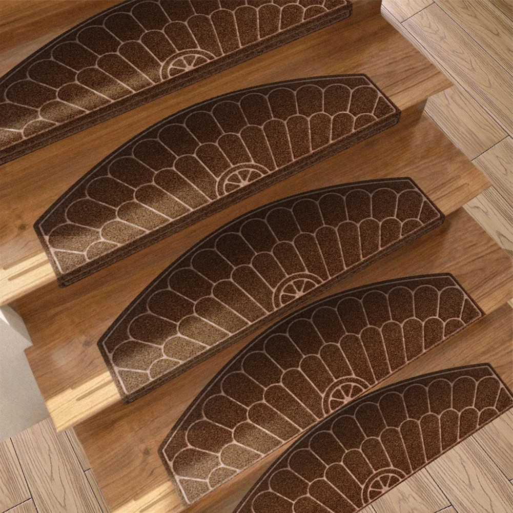 Semicircular European Pattern Stair Step Mat Anti-slip Sticker Step Mat European Style Embossed Household Solid Wood Spiral Stai