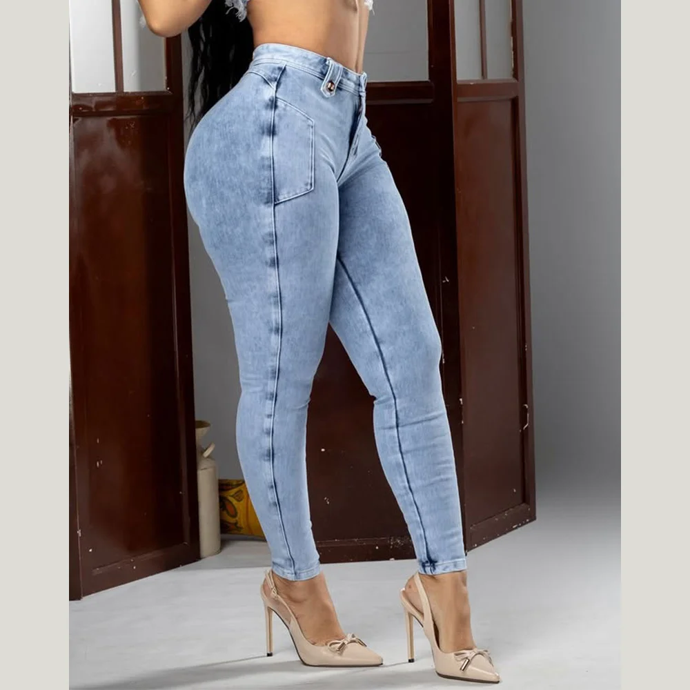 Women's High Waist Butt Lifting Skinny Jeans Stretch Wash Denim Pants Tummy Control Push Up Bodycon Jeggings Casual Streetwear