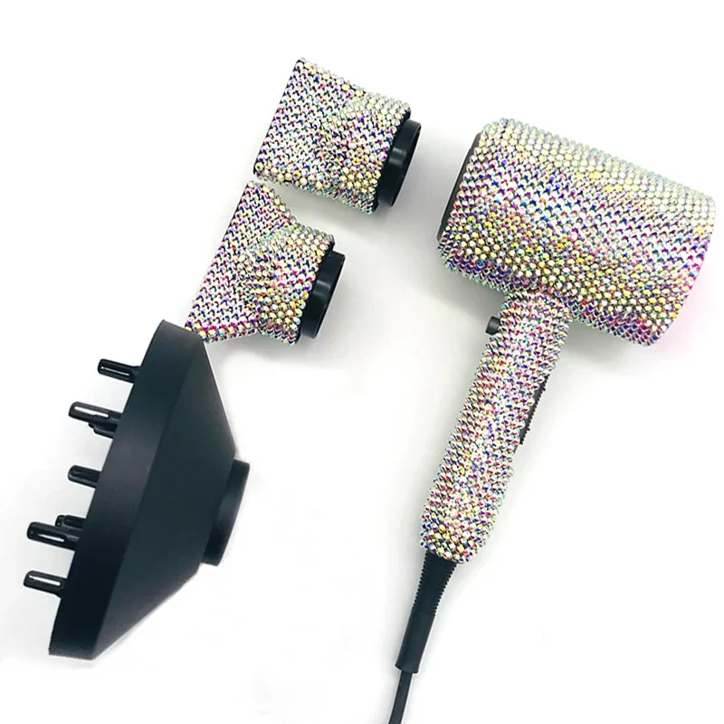 Hot Selling Professional Sexy Portable Traveling Bling Diamond Hair Blow Dryer With Diffuser