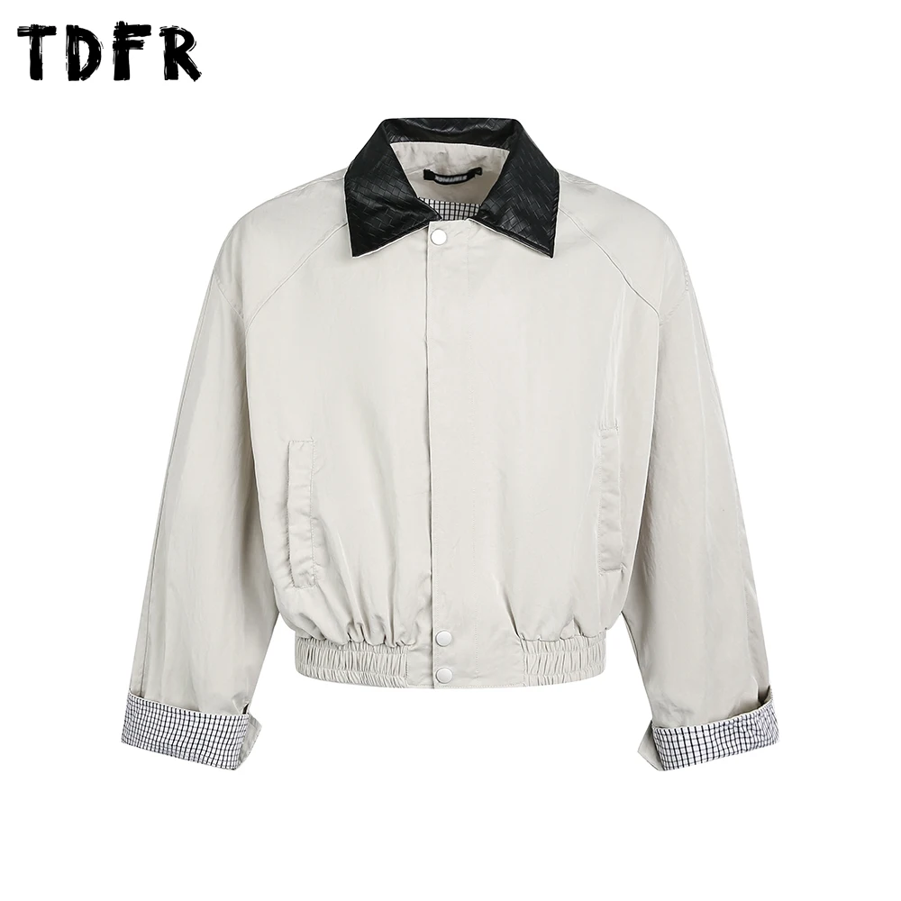 

Patchwork Cargo Jacket Mens Autumn Retro Casual Loose Autumn Spliced Lapel Long Sleeve Outerwear Man