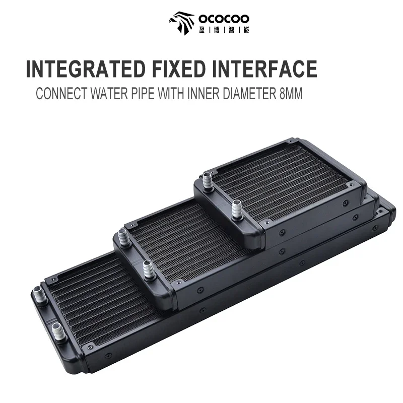 OCOCOO Radiator Aluminum 8MM Fixed Port 120mm 240mm 360mm For 120mm Fan Liquid Cooler DIYComputer Water Cooling System Fittings