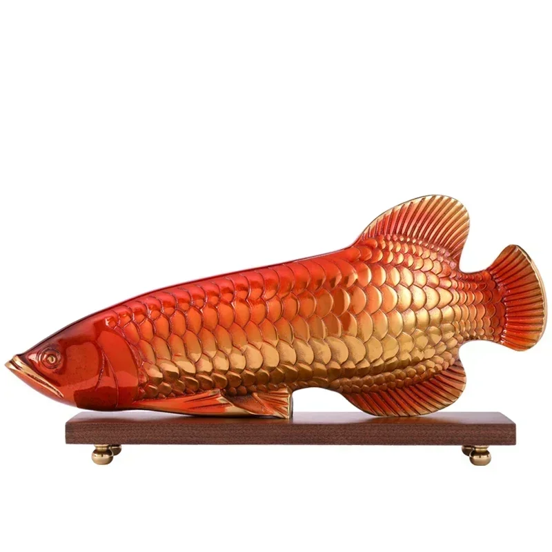 Recruit money Golden Arowana ornaments pure copper crafts living room office decorations housewarming opening gifts