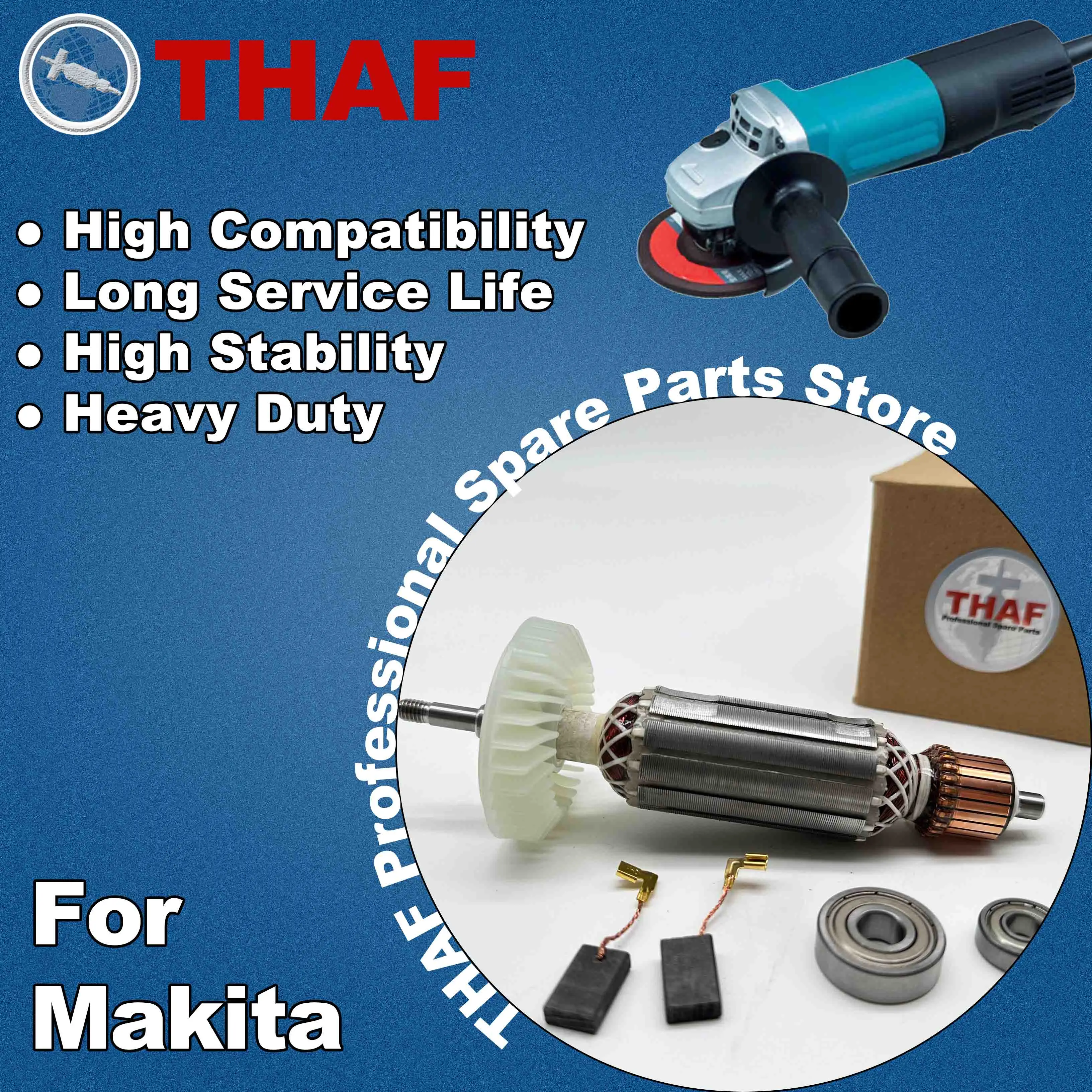 AC 220V 240V 9556NB 9556HN 9558NB 9558HN Armature Rotor For MAKITA 9556 9557 9558 Angle Grinder Spare Parts Grinder 510107-9