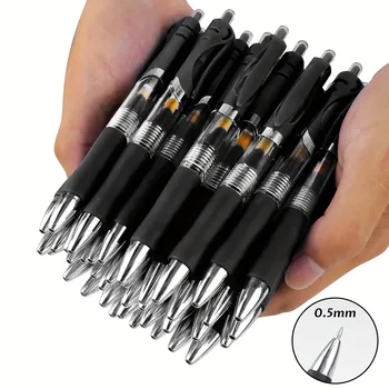 15 adet yüksek kapasiteli geri çekilebilir jel kalemler siyah mavi mürekkep 0.5mm tükenmez değiştirilebilir yedekler ofis okul malzemeleri kırtasiye