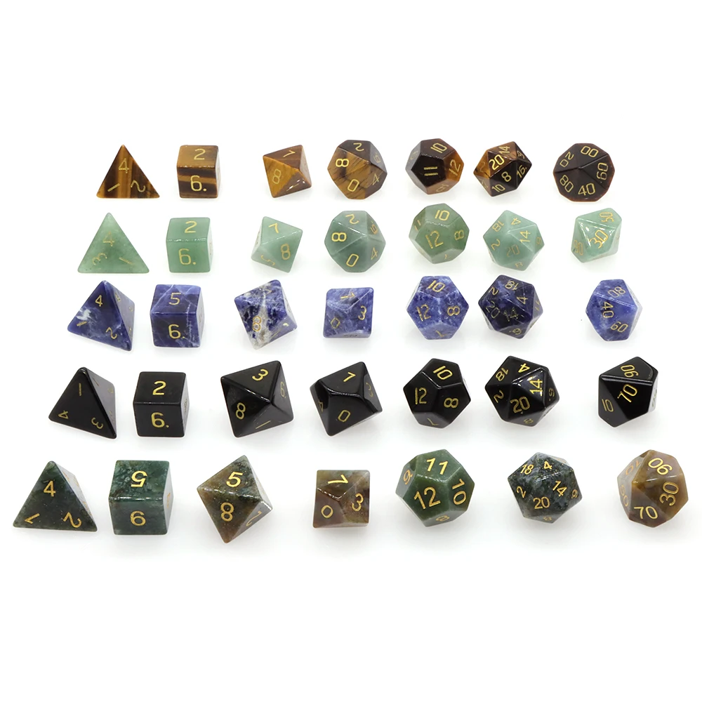 Polyhedral Dice Set Healing Crystals 7 PCS Natural Stones Dungeon and Dragons Board Game Accessories Supplies Lots Wholesale