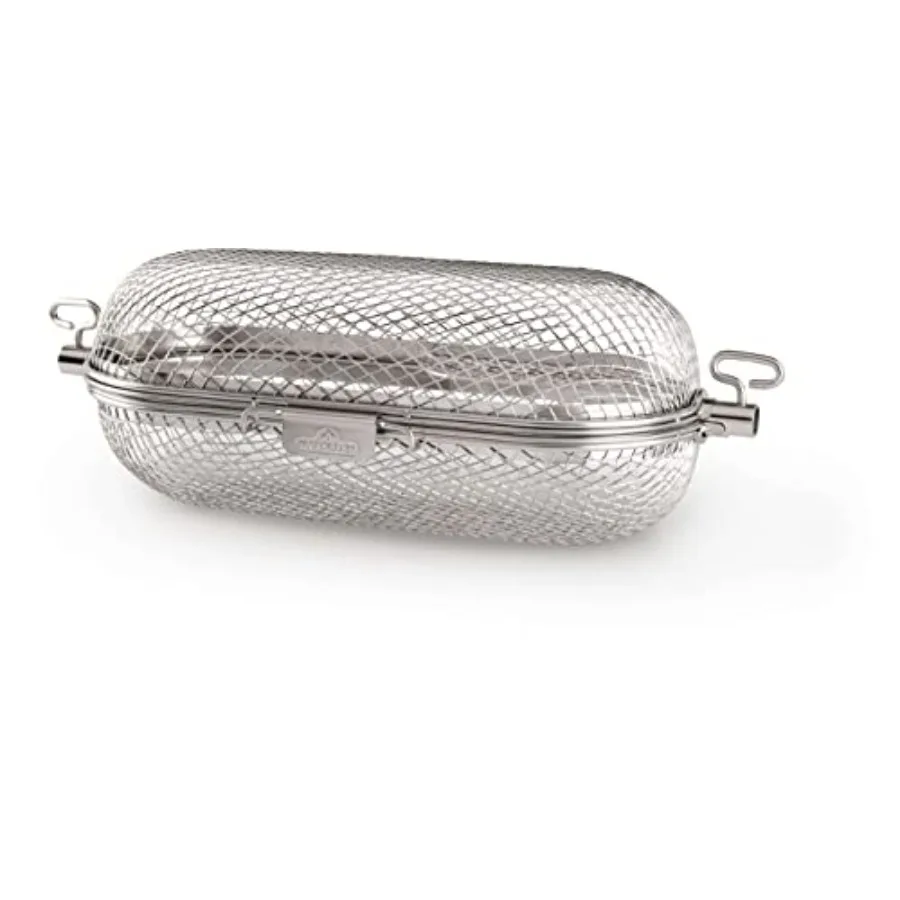 

Rotisserie Grill Basket - Stainless Steel Black Fits Standard Spit Rods Ideal for Wings Fries and Roasted Veggies