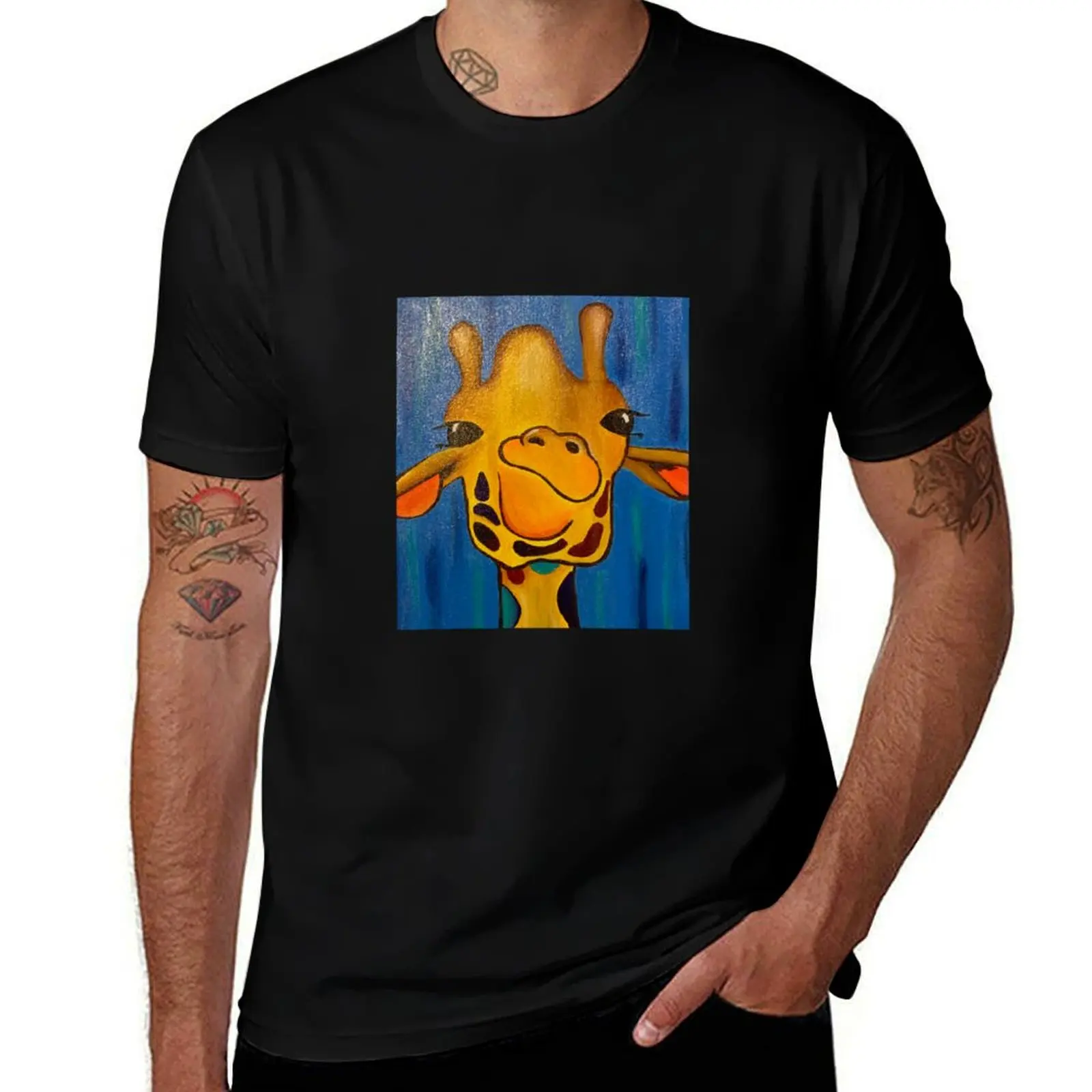 

Giraffe painting T-Shirt man t shirt designer funny t shirts cotton T-Shirt