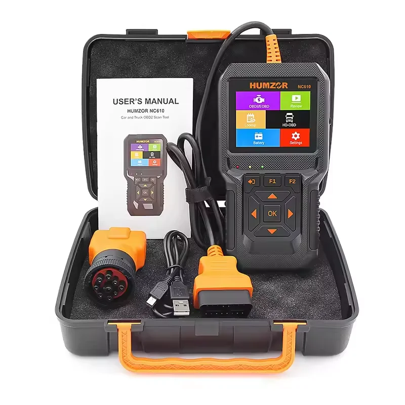 

2025 Premium Products HUMZOR NC610 12V 24V OBD2 Scanner Falut Diagnostic Tool for Car Heavy Duty Truck 2-in-1 Check Engine Code