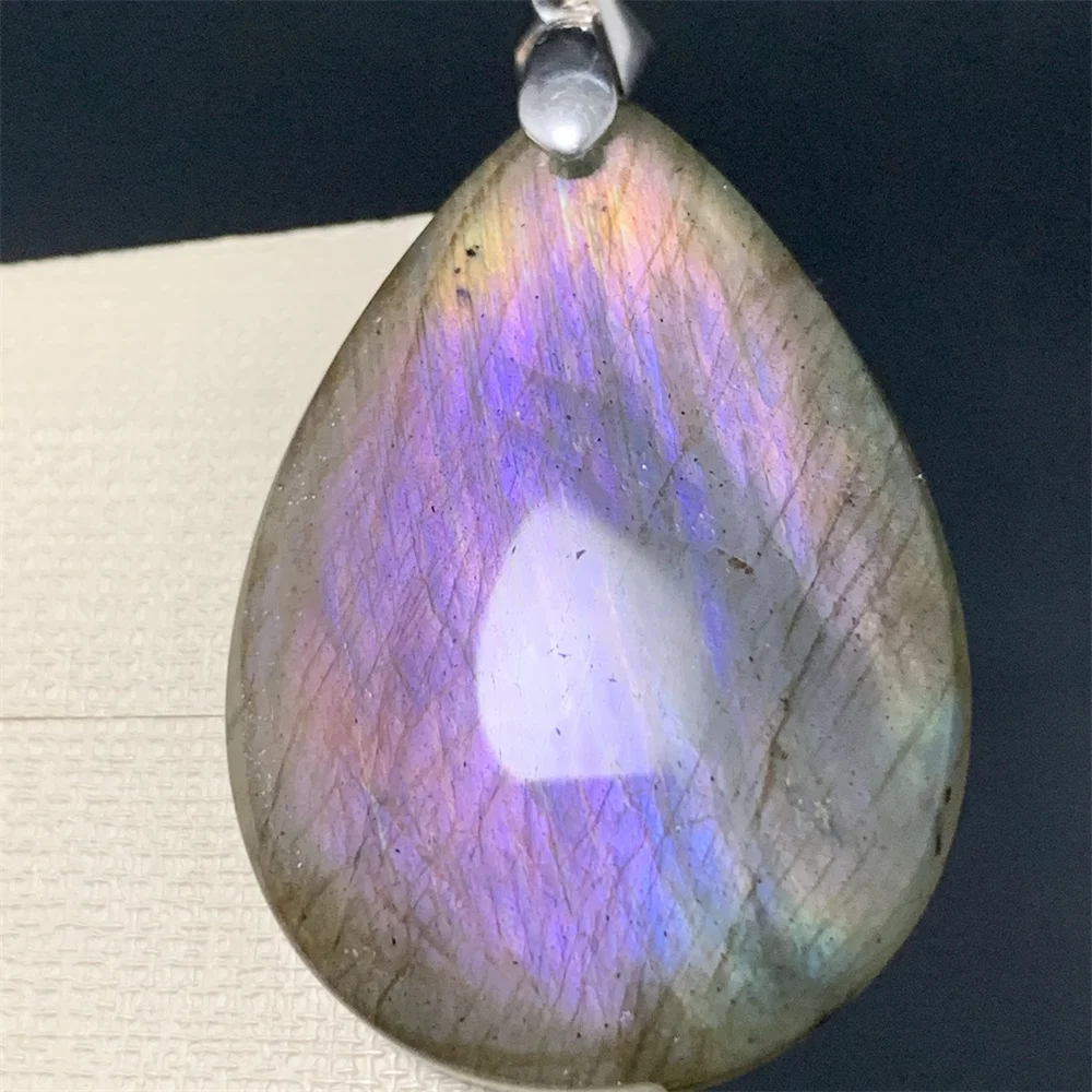 Stunning Colorful Natural Rainbow Labradorite Pendants Women Fabulous Orange Yellow Blue Purple Light Labradorite Beads Charming view 4