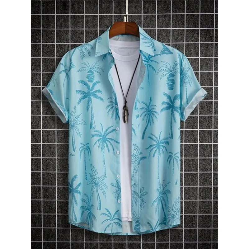 Hawaiian Coconut Tree 3D Print Beach Shirts Men Women Casual Fashion Streetwear Short Sleeve Shirt Harajuku Man Blouse Clothing