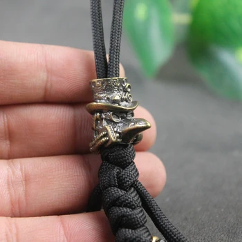 Doctor Beak Long Beak Mask Doctor Brass Knife Bead Lanyard Pendants DIY Paracord EDC Outdoor Tool Woven Hangings Accessories