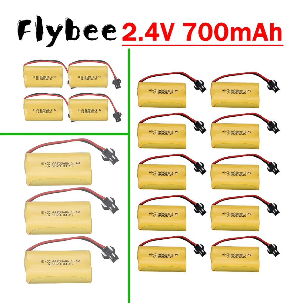 2/4/10Pcs SM Connector 700mAh 2.4V AA Ni-CD Battery For Remote Control Electric toys Cars Trucks Tanks Trains Robot Boats