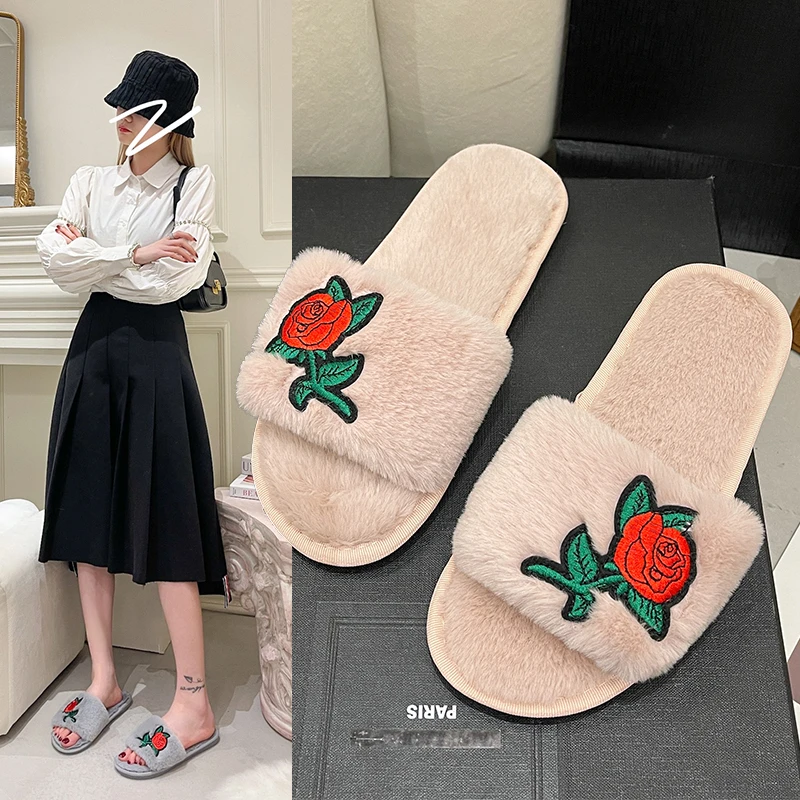 Chaussons d'hiver pour femmes, - Embroidery Flower avis et prix