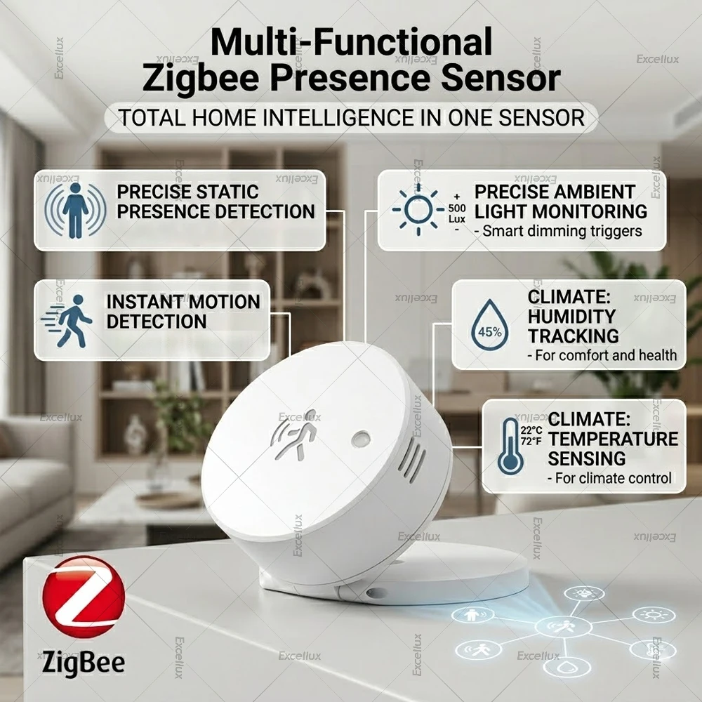Capteur de présence humaine Zigbee 24G mmWave, détecteur de mouvement par radar à micro-ondes, automatisation de la maison intelligente, fonctionne avec Z2MQTT TUYA