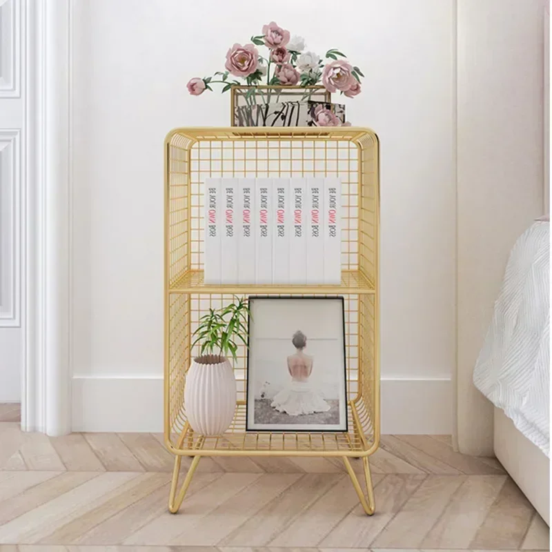 Nordic Multi-layer Book Shelf Iron Grid Organizer Shelf Living Room Floor Display Stand Versatile and Practical Storage Racks