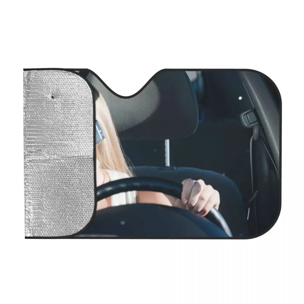 Girl Answers The Phone Funny Car Windshield Sunshade Aluminum foil anti ultraviolet sun visor for automobile windshield