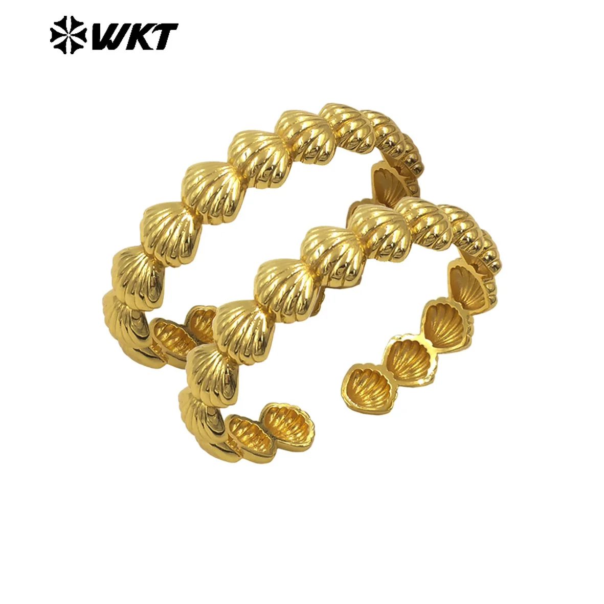 WT-JF355 Newest Shell Shape Cuff Bangle With Gold/ Silver Plated Metal Yellow Brass For Women Daily Jewelry Resist Tarnishable