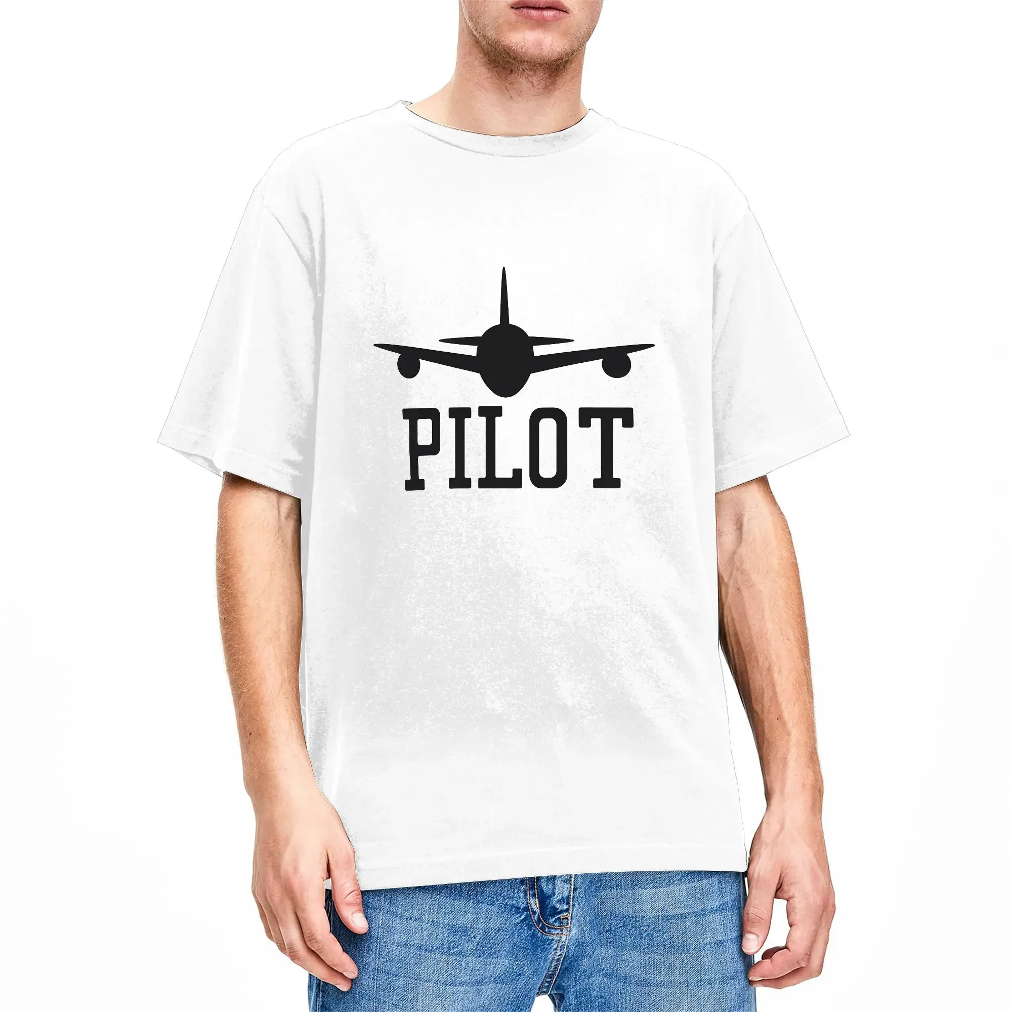 Plant PILOT Logo Men's T Shirts  Vintage Tees Short Sleeve Round Neck T-Shirt Pure Cotton 4XL 5XL Clothes