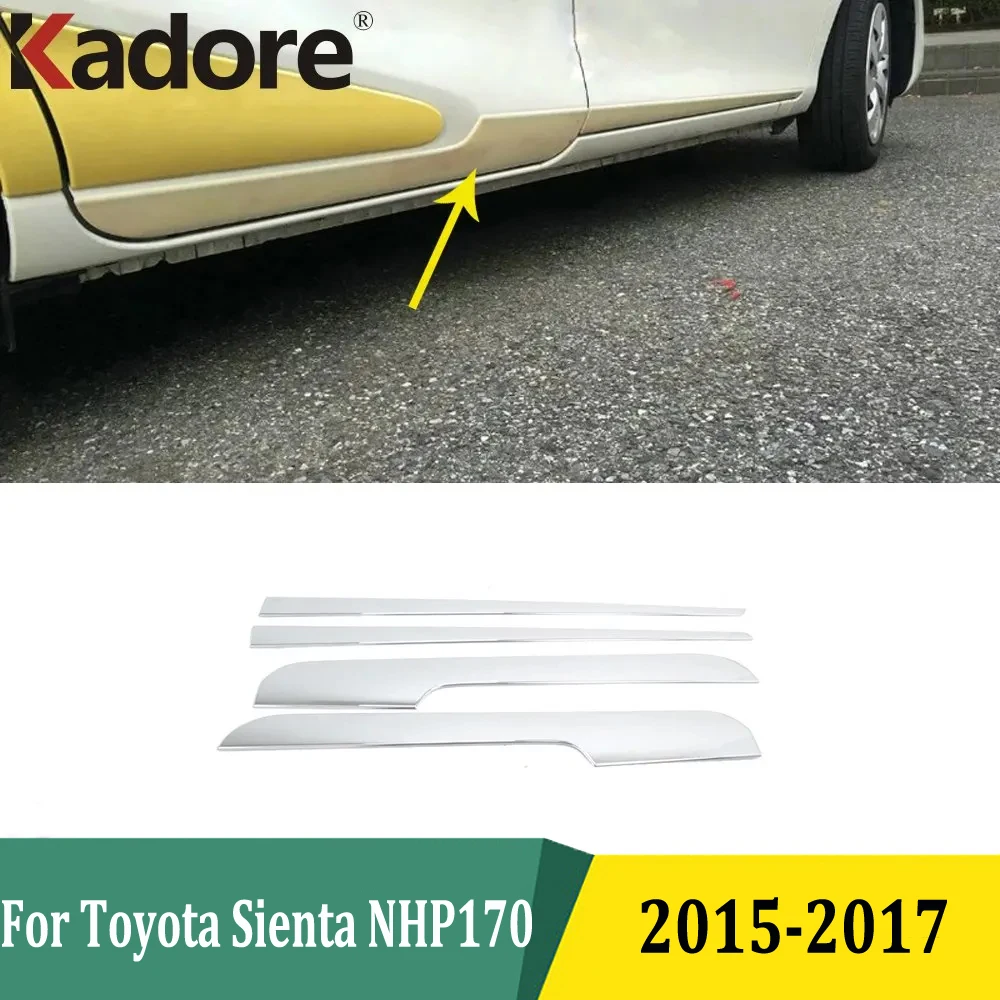 

For Toyota Sienta NHP170 2015 2016 2017 Chrome Side Door Body Garnish Molding Strips Trim Sticker Car Styling