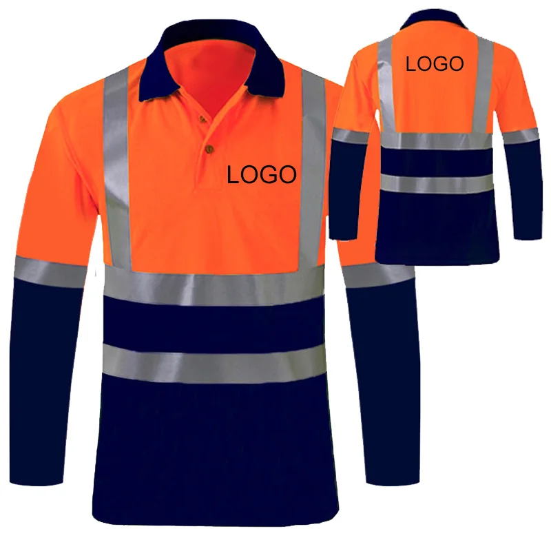 Safety Reflective Working T Shirt for Men Hi Vis Safety Shirts with Logo or Text Road Construction Workwear Polo Tshirts