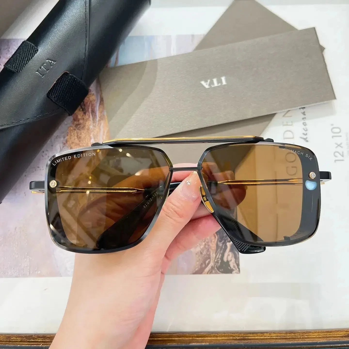 

New ORIGINALDITA DTS121 MACH SIX LIMITED EDITION Trendy Square Womens Sunglasses Premium Luxury Retro UV400 Men's Sun Glasses