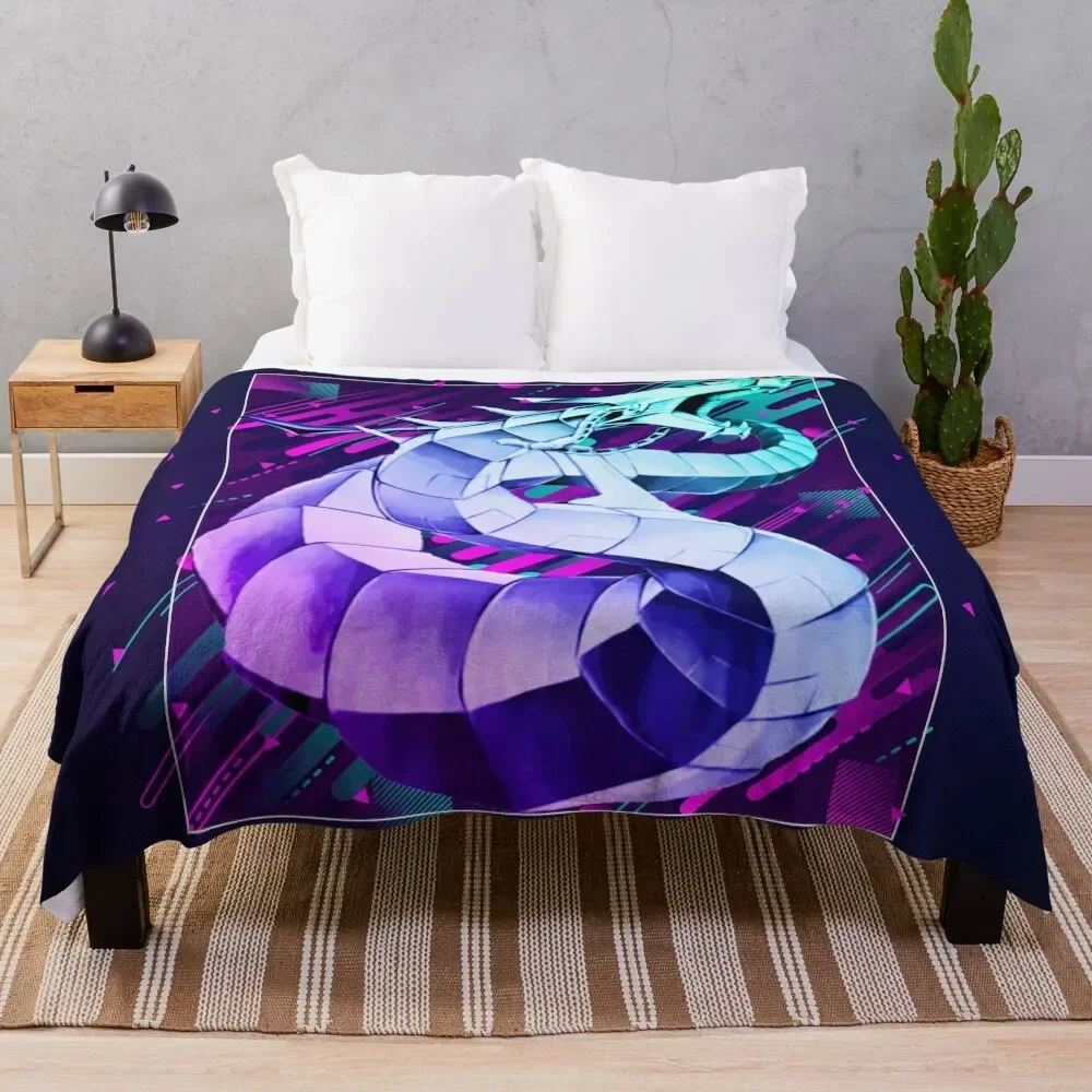 Cyber Dragon *Modern Graphic Design* Throw Blanket Furry Single Travel Blankets