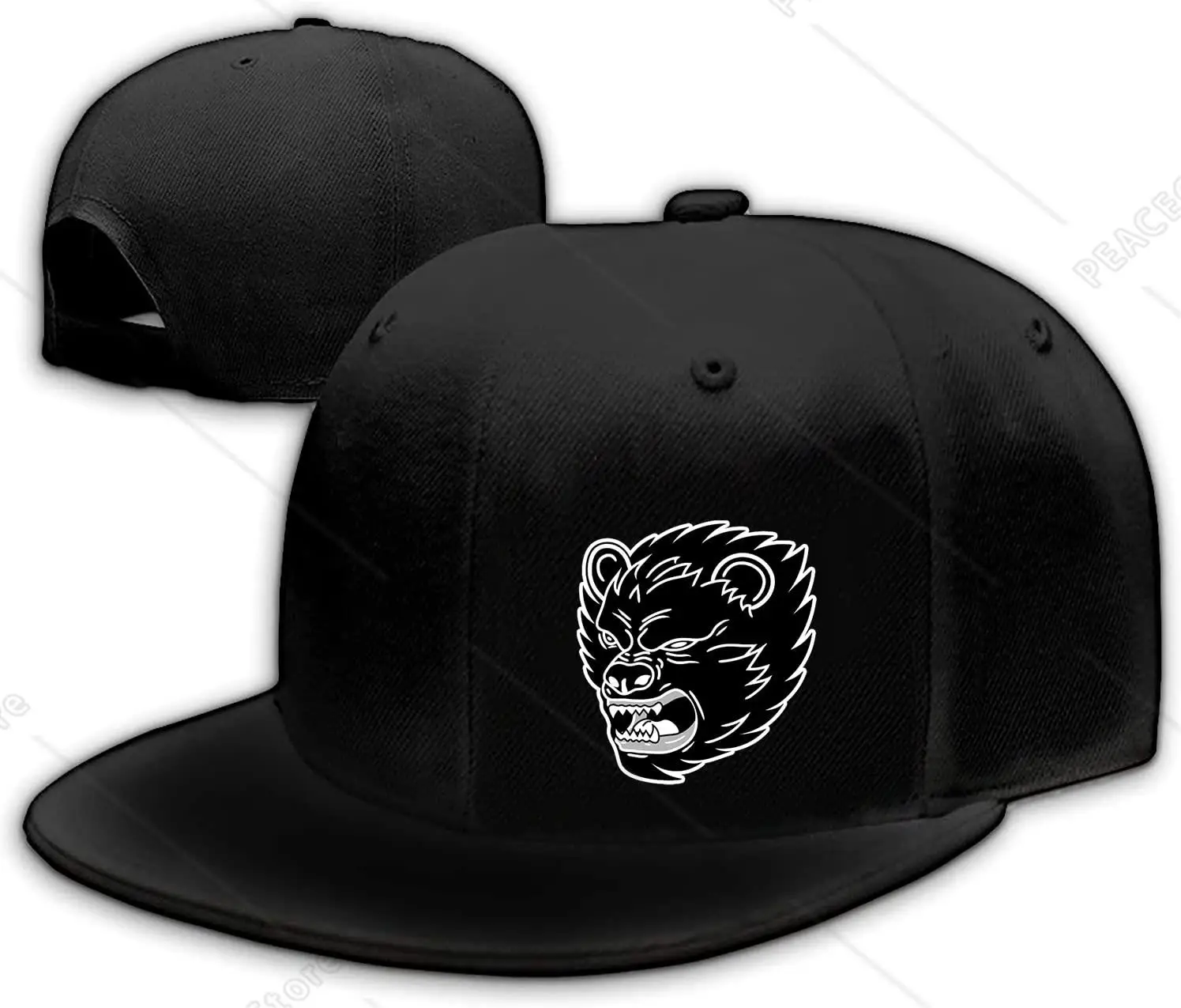 Angry Black Bear Animal Bears Howl Trucker Dad Snapback Hats for Men Flat Bill Adjustable Baseball Cap Mens Fitted Hat Hip Hop