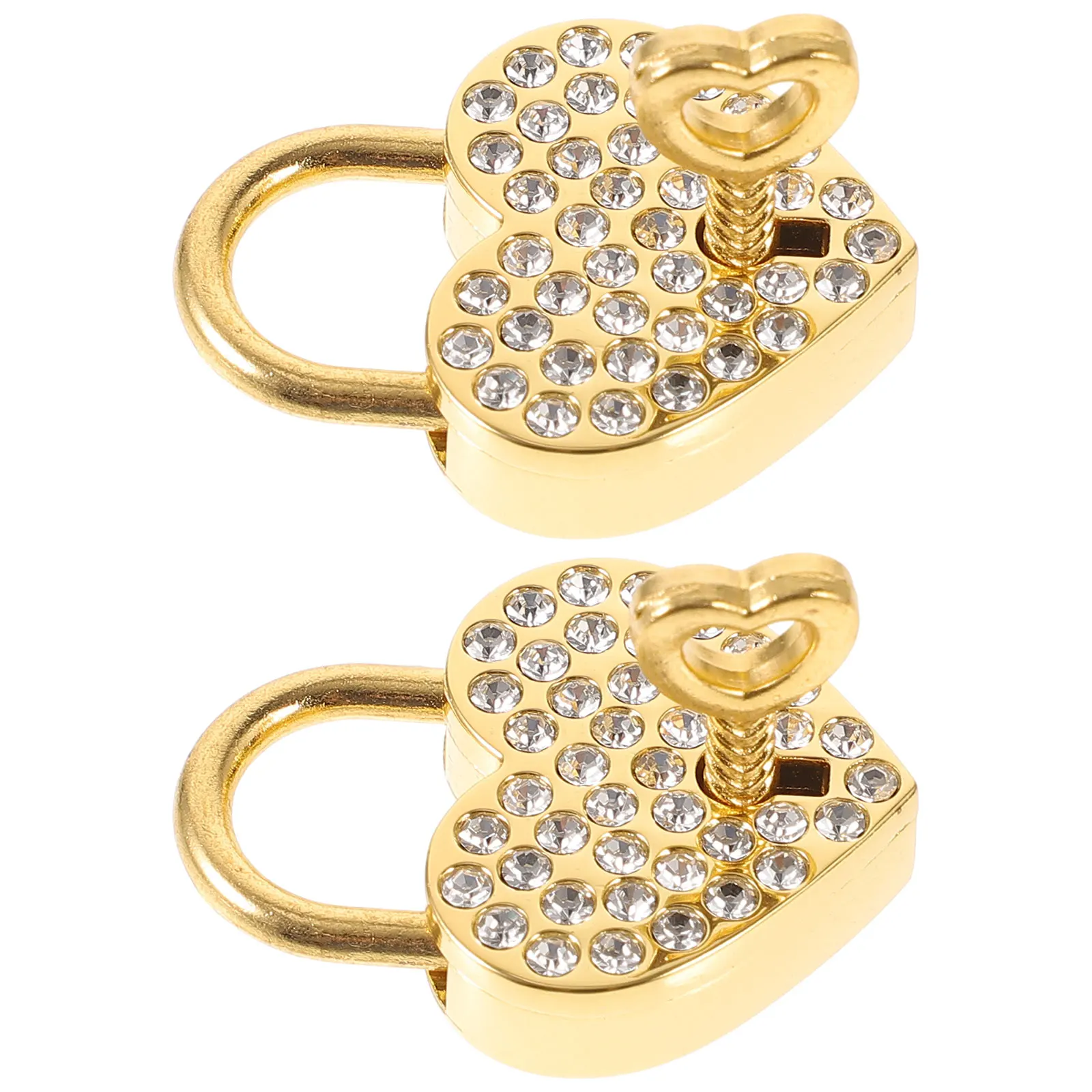 

2pcs Heart Shaped Padlock Keys Rhinestones Alloy Small Locks Luggage Diary H bags Safety Cabinet Love Wishing Scenic
