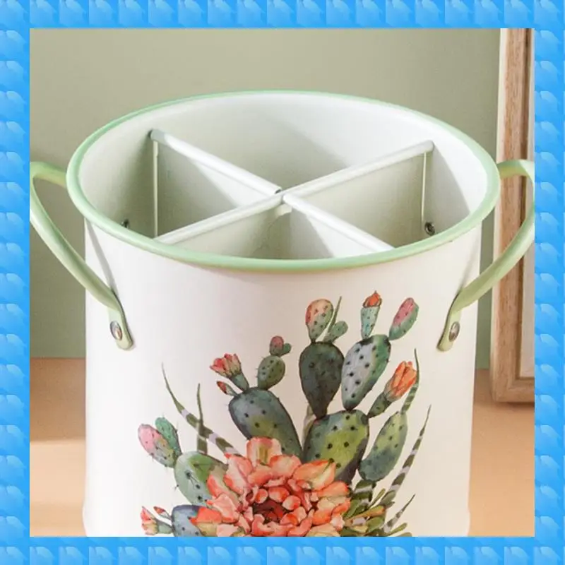 

ETRT 1 PCS Ins Multipurpose Vintage Chopsticks Utensil Holder As Shown Iron Dividing Drainage Separated Cutlery Tube Organizer B