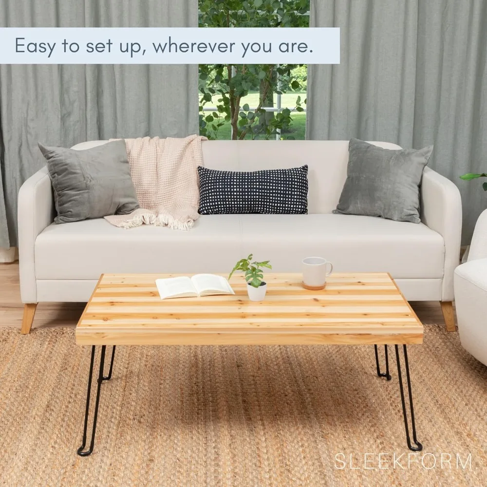 Compact Wooden Folding Coffee Table - Portable Light Wood Mini Desk for Small Spaces and Spas