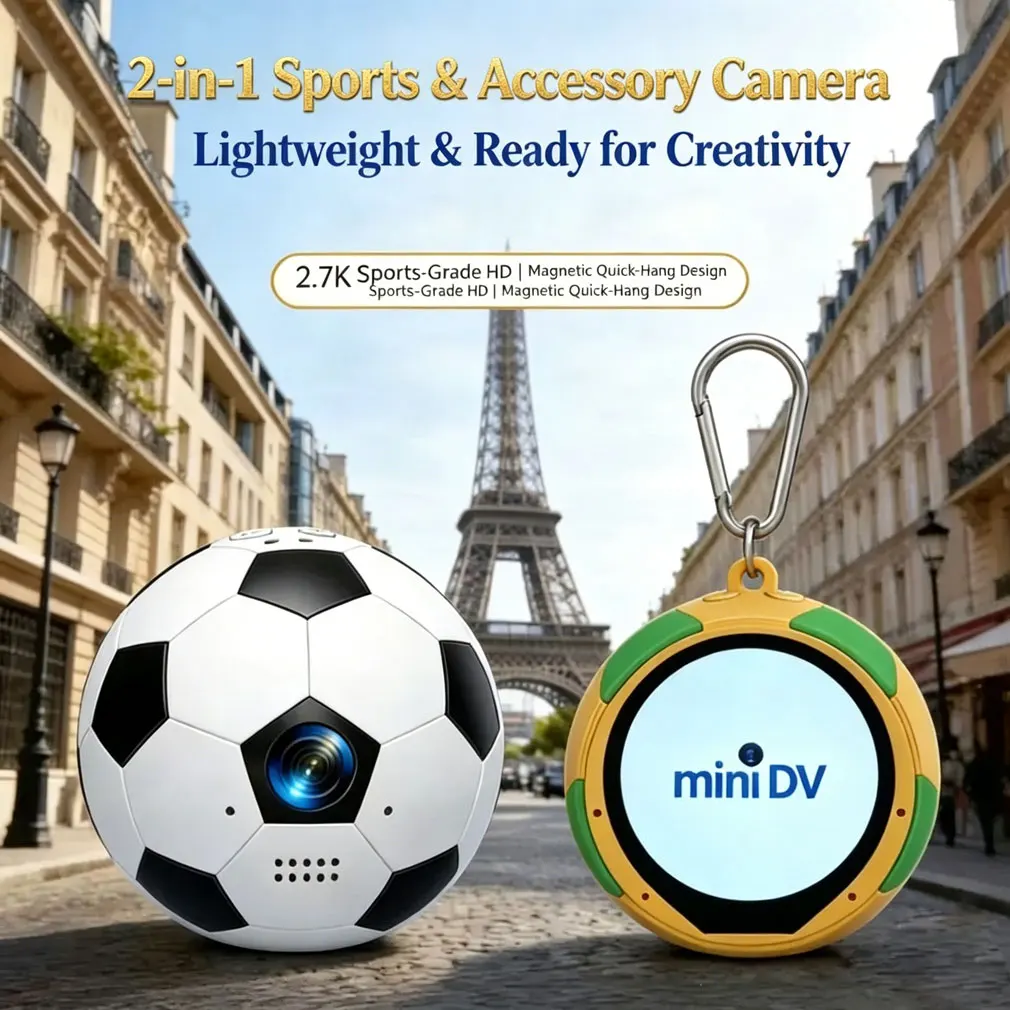 

New Q8 1080P HD Thumb Camera Portable Wearable Keychain Video 120°Wide-angle Outdoor Soccer Shape Small Sport Camcorder Recorder
