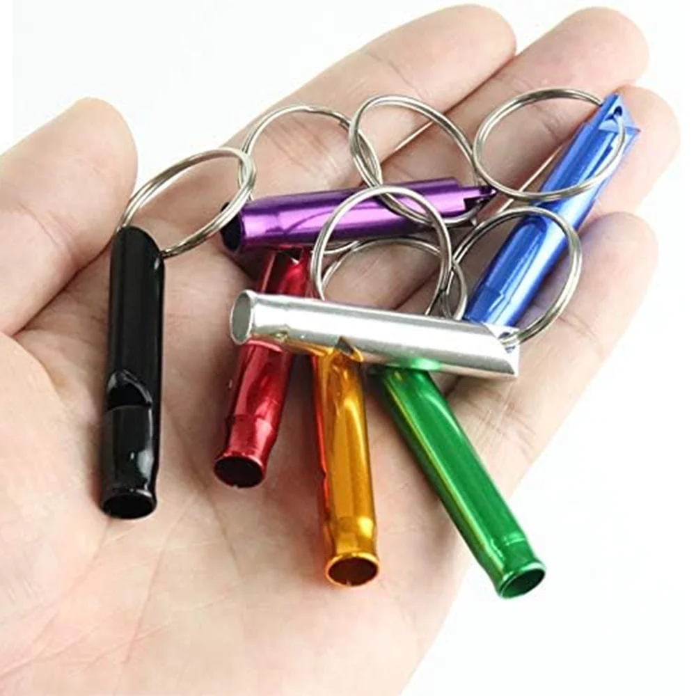 Portable High Pitch Emergency Survival Whistle Aluminum Alloy Keychain Whistle Outdoor Sports Training Lifesaving EDC Tool