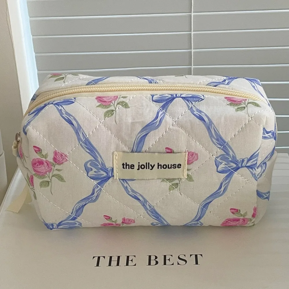 Large Capacity Bow Makeup Bag Durable Wear-resistant Cosmetics Storage Bag Multi-function Portable Storage Toiletry Bag Travel